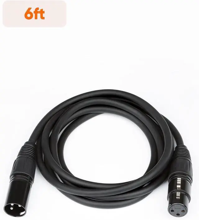 Alt view image 7 of 7 - XLR to XLR Cable 6FT, X LR Male to X LR Female Microphone Cable, Balanced 3 PIN Compatible with Shure SM Microphone, Behringer, Speaker Systems, Radio Station and More, Black