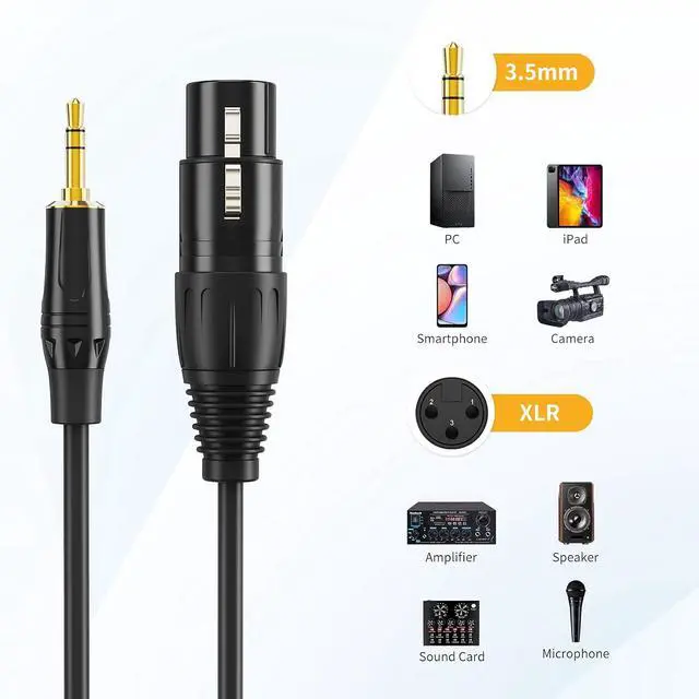 Alt view image 5 of 7 - 3.5mm (1/8 Inch) Stereo Male to XLR Female Cable, 6 Feet/Black