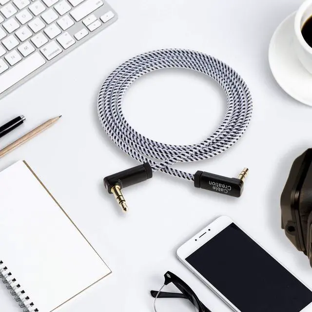 Alt view image 7 of 7 - 3.5mm Audio Cable(1.5FT/0.45M), 90 Degree 3.5mm Male to Male Auxiliary Aux Cable for Phones, Tablets, Headphones, MP3 Player, Car/Home Stereo, Laptops, iPads