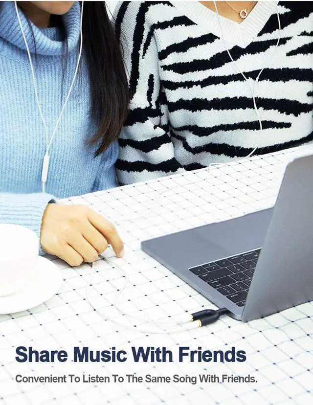 Alt view image 3 of 7 - Headphone Splitter Adapter, 3.5mm Male to 2 Port 3.5mm Female Y Jack Splitter Adaptor Compatible with Headset, Earphone, iPhone, iPad, iPod,Tablets, MP3 Players&More, Black