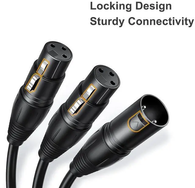 Alt view image 4 of 7 - Balanced XLR Splitter 1.0 ft, 2 X L R Female to X LR Male, 3Pin Microphone Y Cord Mic Split 1 Male to 2 Female Patch Cable,Black