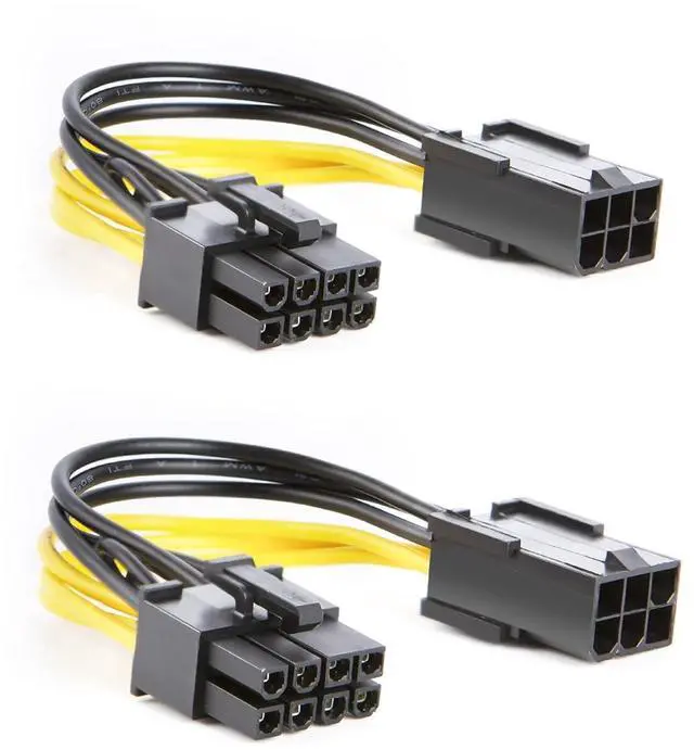 Main image of 6-Pin to 8-Pin PCIe Express Power Adapter Cable - 2-Pack, 4 Inches / 10CM