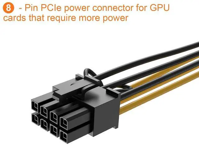 Alt view image 4 of 7 - 6-Pin to 8-Pin PCIe Express Power Adapter Cable - 2-Pack, 4 Inches / 10CM