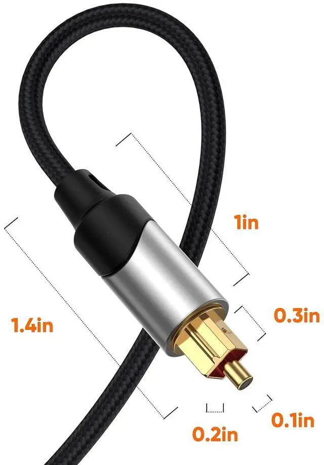 Alt view image 6 of 7 - Optical Audio Cable, 25FT Toslink Male SPDIF Cable with Nylon Braided Fiber Optic Cord for Home Theater, Sound Bar, TV, PS4, Xbox, VD/CD & More.Black & Sliver