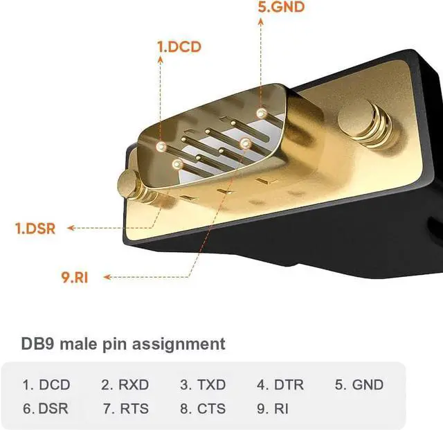Alt view image 5 of 5 - USB to RS232 Adapter with FTDI Chipset, USB to RS232 Male DB9 Serial Converter for Cashier Register, Modem, Scanner, Industrial Machinery, CNC, Black