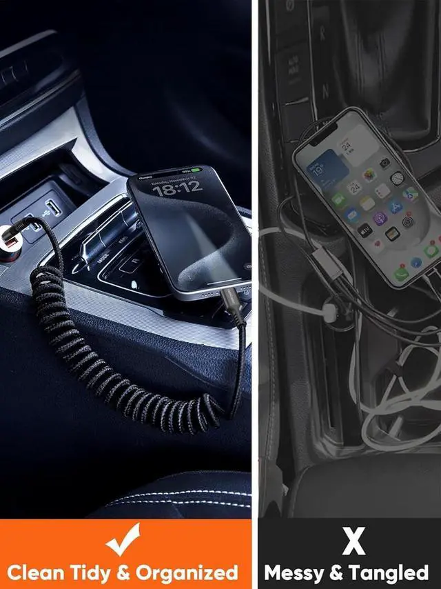 Alt view image 5 of 7 - CableCreation Coiled USB C to USB C Cable, Braided Charger Cable for CarPlay & Android Auto Compatible with iPhone 16, 15, Samsung Galaxy S24 / S23, Google Pixel, Tablet