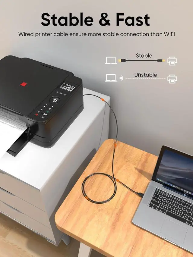 Alt view image 2 of 6 - CableCreation 10 FT USB 2.0 A to B Printer Cable - High Speed for HP, Brother, Epson, Canon, More - 3M