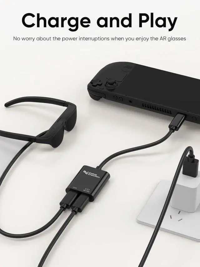 Alt view image 2 of 7 - CableCreation USB C to AR Glasses and Charging Adapter,Charge and Play,4K@60Hz/1080P@120Hz,100W Fast Charging Compatible with Steam Deck/ROG Ally/Phone15/16/Viture/Rokid/Xreal AR Glasses