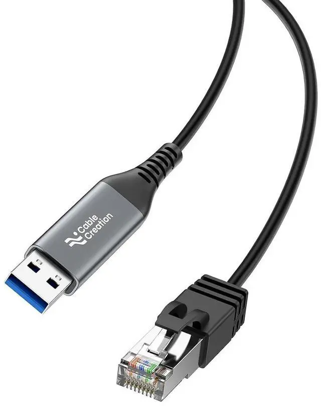 Main image of CableCreation USB to Ethernet Cable 10FT, USB to RJ45 Internet LAN Network Cable, Gigabit Directly Connected, Compatible with Laptop, Desktop PC, Switch and More