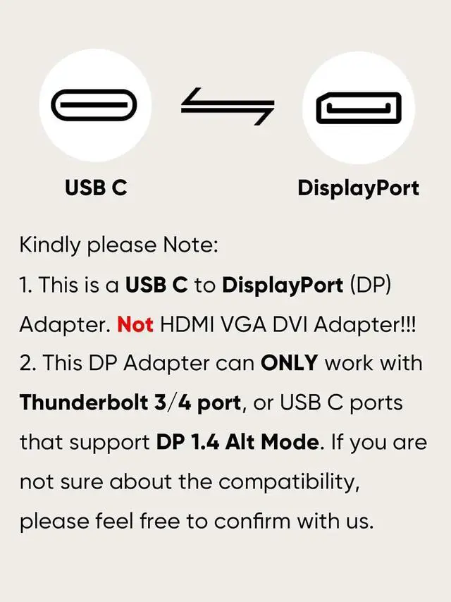 Alt view image 7 of 7 - CableCreation 8K USB C to DisplayPort Adapter, 40G Type C to Display Port,USB-C to DP 1.4 [8K@60Hz, 4K@144Hz] HDR, Thunderbolt 4/3 Compatible with Valve Index, MacBook, iPhone 15, XPS, Oculus Rift S