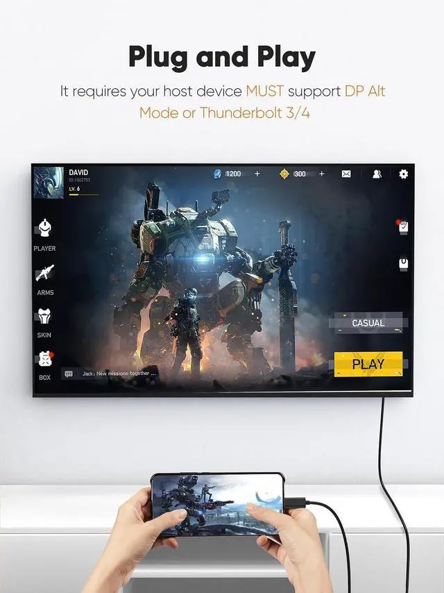 Alt view image 4 of 7 - CableCreation USB-C to HDMI 4K, 3ft Type-C to HDMI Cord Compatible with Thunderbolt 3/4, Android Phone to TV, iPhone 15/16 Series, MacBook, iPad Pro, Galaxy, Dell