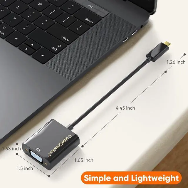 Alt view image 6 of 7 - CableCreation USB C Male to VGA Female Adapter 1080P@60Hz, Type C to VGA Converter Thunderbolt 3/4 for iPhone 15 Plus/15 Pro Max, MacBook Pro, iPad Pro, Surface Book 2 and More - Black