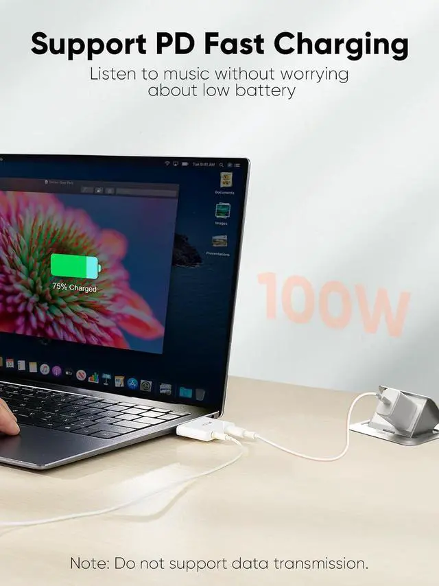 Alt view image 4 of 7 - CableCreation USB C to Audio and Fast Charger Adapter PD 100W, 2 in 1 Type C to 3.5 mm Headphone Jack Aux Audio + Charger Cable Splitter Adapter for iPhone 16 15 Pro Max Plus,Galaxy,iPad and More