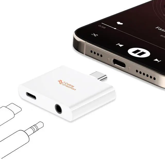 Alt view image 2 of 7 - CableCreation USB C to Audio and Fast Charger Adapter PD 100W, 2 in 1 Type C to 3.5 mm Headphone Jack Aux Audio + Charger Cable Splitter Adapter for iPhone 16 15 Pro Max Plus,Galaxy,iPad and More