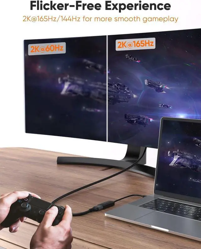 Alt view image 4 of 7 - CableCreation USB C to DP Adapter 4K@60Hz, USB C to DisplayPort Adapter, Compatible with iPhone 16 15 Pro Max Plus, MacBook Pro Air, Mac Mini, iPad Pro, XPS, Galaxy, Rift S, Black