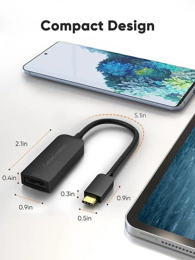 Alt view image 7 of 7 - CableCreation USB C to DP Adapter 4K@60Hz, USB C to DisplayPort Adapter, Compatible with iPhone 16 15 Pro Max Plus, MacBook Pro Air, Mac Mini, iPad Pro, XPS, Galaxy, Rift S, Black