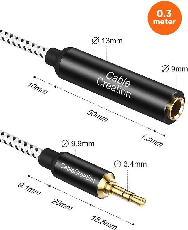 Alt view image 6 of 7 - CableCreation 1/4 to 1/8 Headphone Aux Adapter 0.3m, TRS 6.35mm to 3.5mm Audio Adapter Cable for Amplifier, Guitar, Headphone, Home Theater Devices, Laptop, PCs, Phone