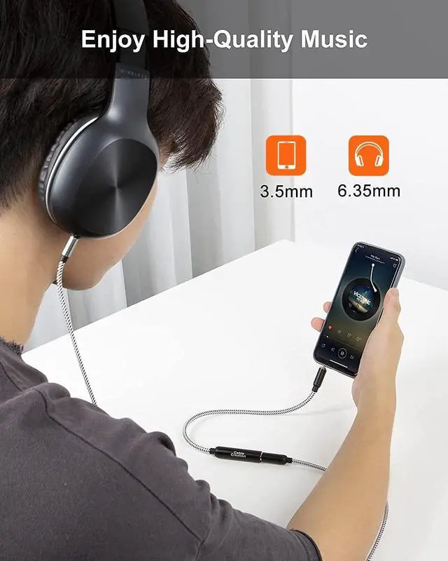 Alt view image 4 of 7 - CableCreation 1/4 to 1/8 Headphone Aux Adapter 0.3m, TRS 6.35mm to 3.5mm Audio Adapter Cable for Amplifier, Guitar, Headphone, Home Theater Devices, Laptop, PCs, Phone