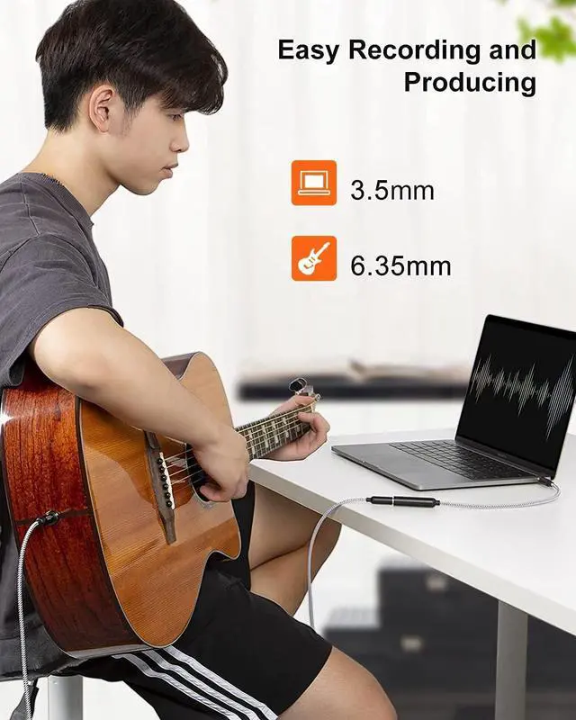 Alt view image 3 of 7 - CableCreation 1/4 to 1/8 Headphone Aux Adapter 0.3m, TRS 6.35mm to 3.5mm Audio Adapter Cable for Amplifier, Guitar, Headphone, Home Theater Devices, Laptop, PCs, Phone