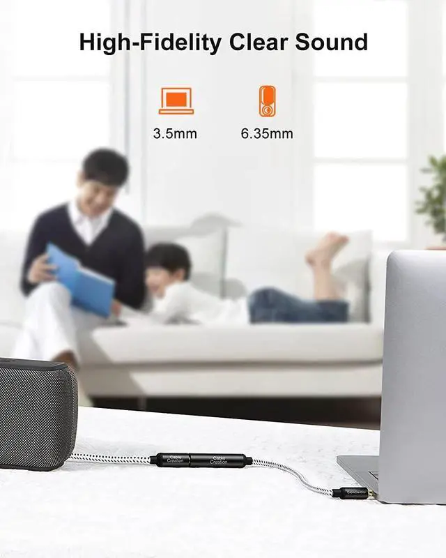 Alt view image 5 of 7 - CableCreation 1/4 to 1/8 Headphone Aux Adapter 0.3m, TRS 6.35mm to 3.5mm Audio Adapter Cable for Amplifier, Guitar, Headphone, Home Theater Devices, Laptop, PCs, Phone