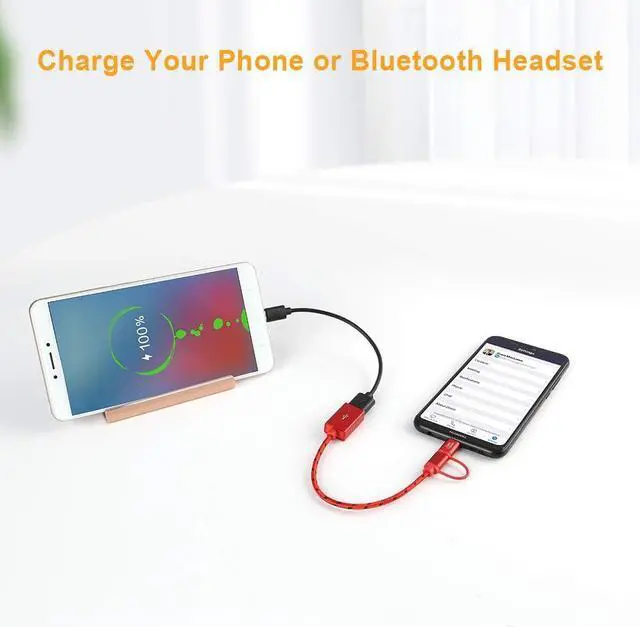 Alt view image 4 of 7 - CableCreation Micro USB & Type C to USB 2.0 Female Adapter Cable, 0.6ft Short OTG (on-The-go) Cable Compatible with Pixel 3XL 2XL, Galaxy S22/S20/S10, Android and Type C Devices, 0.18M /Red