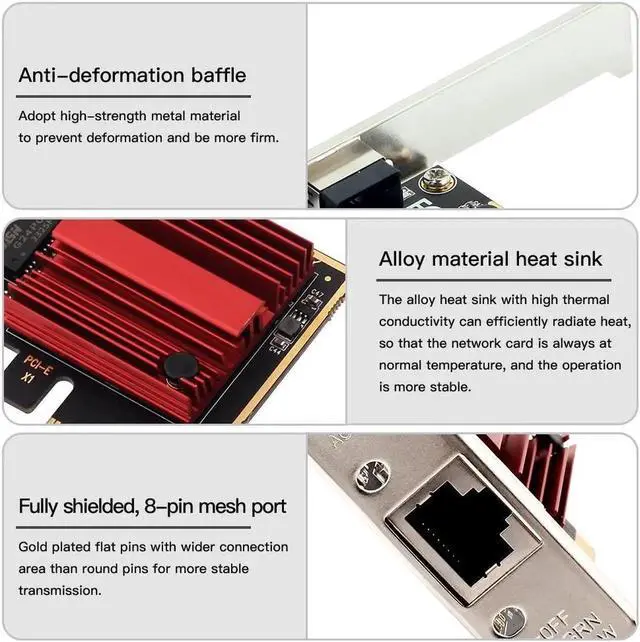 Alt view image 4 of 7 - 2.5Gbps PCI Express Network Adapter RJ45 to PCIE Card RTL8125 NIC 2.5G Gigabit LAN Gaming Network Card PCI-E x1 RJ45 NIC for Desktop