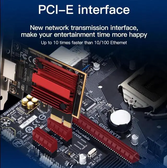 Alt view image 3 of 7 - 2.5Gbps PCI Express Network Adapter RJ45 to PCIE Card RTL8125 NIC 2.5G Gigabit LAN Gaming Network Card PCI-E x1 RJ45 NIC for Desktop