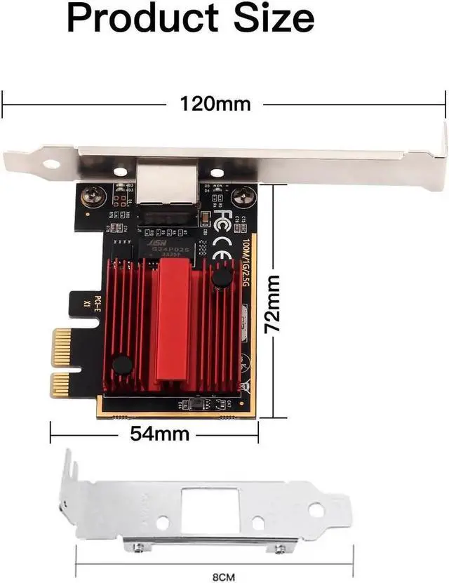 Alt view image 6 of 7 - 2.5Gbps PCI Express Network Adapter RJ45 to PCIE Card RTL8125 NIC 2.5G Gigabit LAN Gaming Network Card PCI-E x1 RJ45 NIC for Desktop