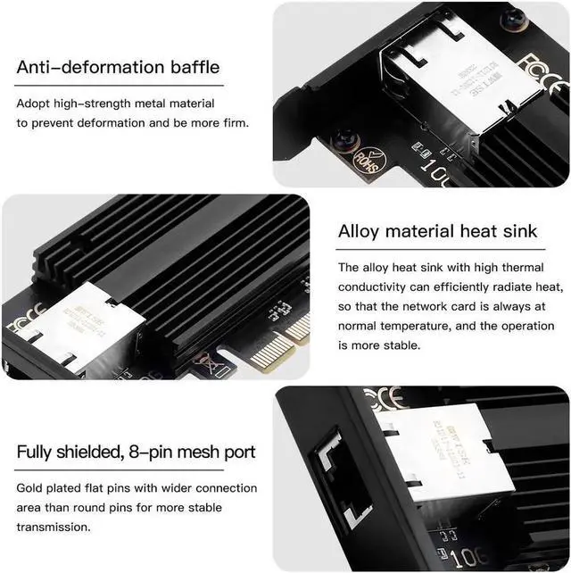 Alt view image 5 of 7 - 10G Base-T PCI-e Network Card AQC113 Controller 10Gb Ethernet Adapter PCI-E X4 X8 X16 to RJ45 Port NIC Card for Gaming Offfice,Compatible with Windows10/11/Windows Server/Linux