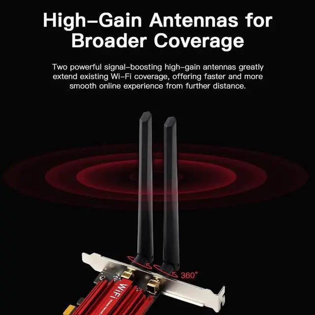 Alt view image 6 of 7 - AX3000 PCIe WiFi Card WiFi 6 Network Card with Bluetooth 5.2, Dual Band 2.4G/5G Wireless Adapter 802.11ax, MU-MIMO, OFDMA, WPA3, Compatible with Windows 10/11