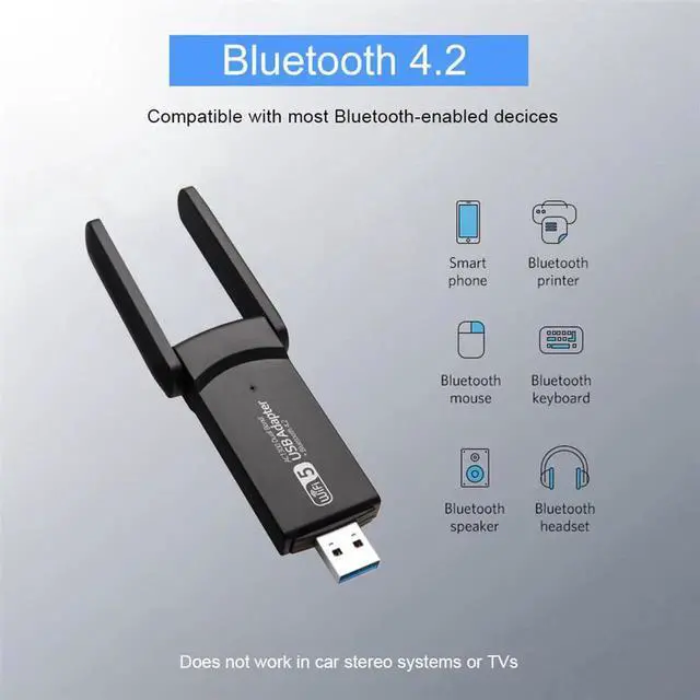 Alt view image 5 of 7 - USB WiFi Bluetooth Adapter 1300Mbps Dual Band 2.4G 5G Wireless Network Receiver Mini USB Dongle for PC/Laptop/Desktop