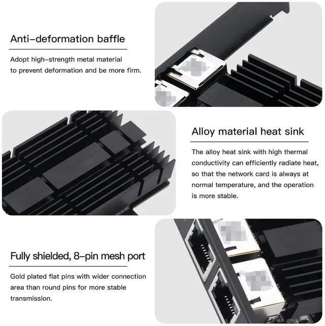 Alt view image 4 of 7 - 2.5Gbps PCIe Network Card Dual RJ45 Port Adapter with Intel I226 Chipset for Desktop Gaming Office 2500/1000/100Mbps PCI Express Gigabit Ethernet NIC Card RJ45 LAN Port Controller