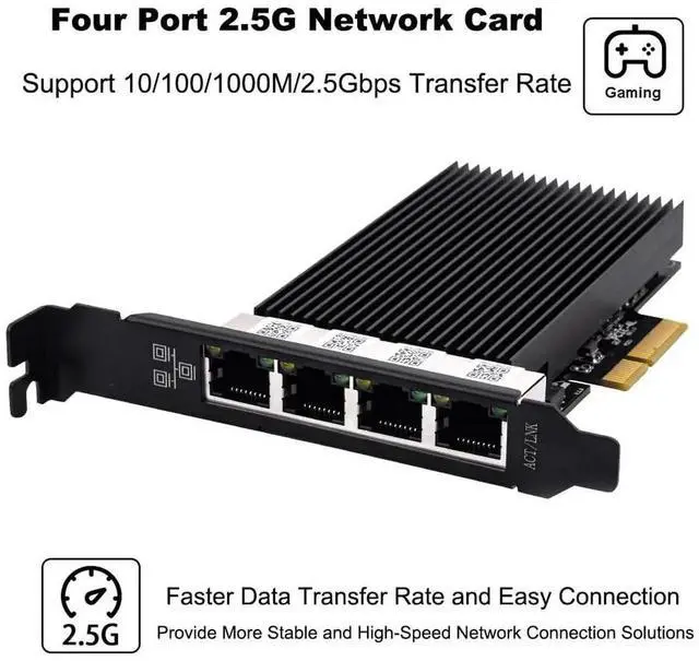 Alt view image 2 of 7 - 2.5G PCIe Ethernet Card with Intel I226 Chip, 2500Mbps Gigabit Network Adapter to PCIE X4 X8 X16 NIC for Windows 10/11, Windows Server 2019/2022; Linux