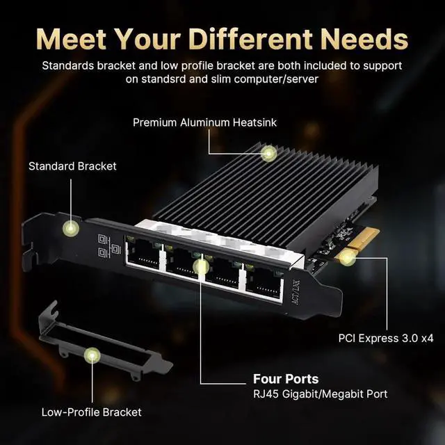 Alt view image 5 of 7 - 2.5G PCIe Ethernet Card with Intel I226 Chip, 2500Mbps Gigabit Network Adapter to PCIE X4 X8 X16 NIC for Windows 10/11, Windows Server 2019/2022; Linux
