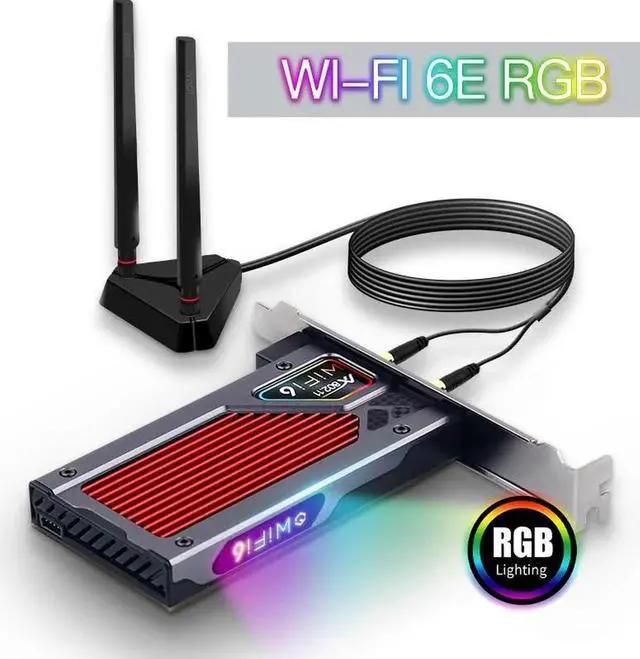 Main image of FV-AXE3000RGB WiFi 6E PCIe Gaming Network Card 5400Mbps, Ultra-Low Latency, OFDMA, RGB Lighting | Compatible with Intel AX210, Windows 10/11 (64-bit)