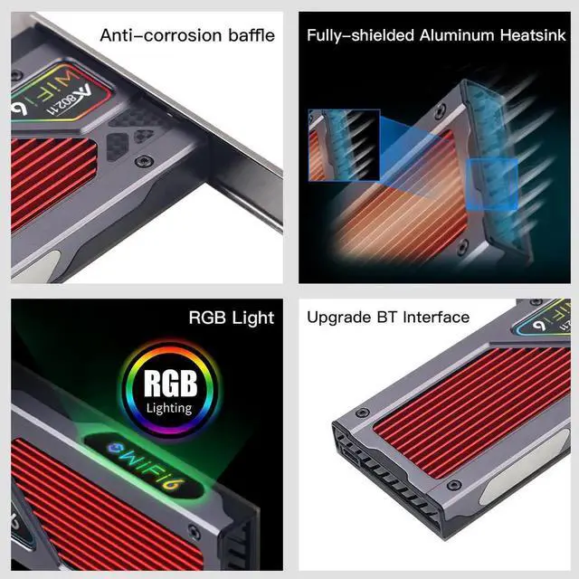 Alt view image 5 of 7 - FV-AXE3000RGB WiFi 6E PCIe Gaming Network Card 5400Mbps, Ultra-Low Latency, OFDMA, RGB Lighting | Compatible with Intel AX210, Windows 10/11 (64-bit)