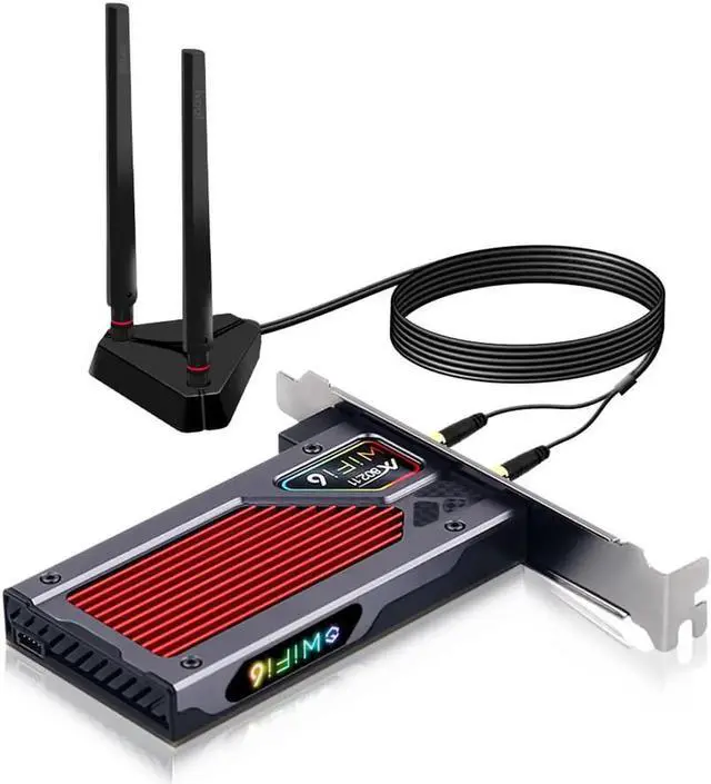 Alt view image 3 of 7 - FV-AXE3000RGB WiFi 6E PCIe Gaming Network Card 5400Mbps, Ultra-Low Latency, OFDMA, RGB Lighting | Compatible with Intel AX210, Windows 10/11 (64-bit)