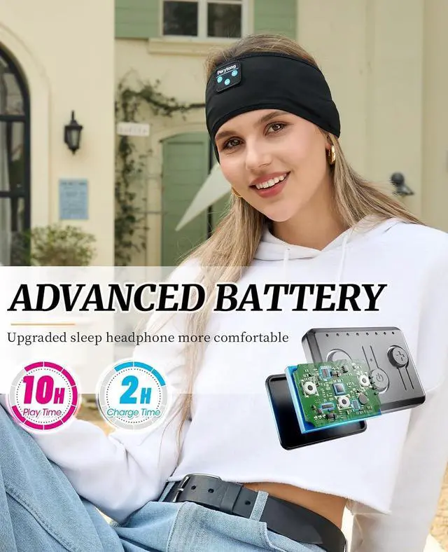 Alt view image 6 of 7 - Sleep Headphones, Sports Headband Bluetooth, Wireless Music Sleeping Headphones, Long Time Play Headphone Band with Built in Speakers Perfect for Sleep,Workout,Running,Yoga,Travel