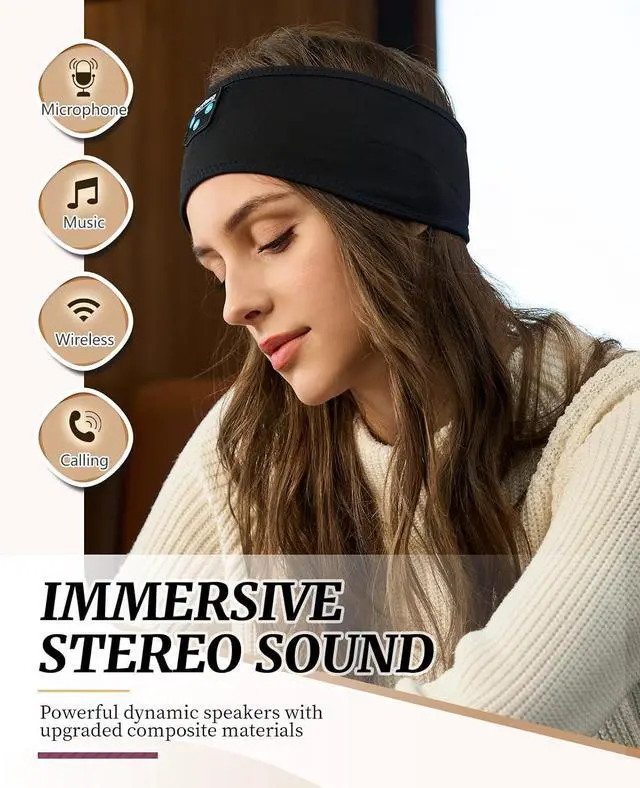 Alt view image 4 of 7 - Sleep Headphones, Sports Headband Bluetooth, Wireless Music Sleeping Headphones, Long Time Play Headphone Band with Built in Speakers Perfect for Sleep,Workout,Running,Yoga,Travel