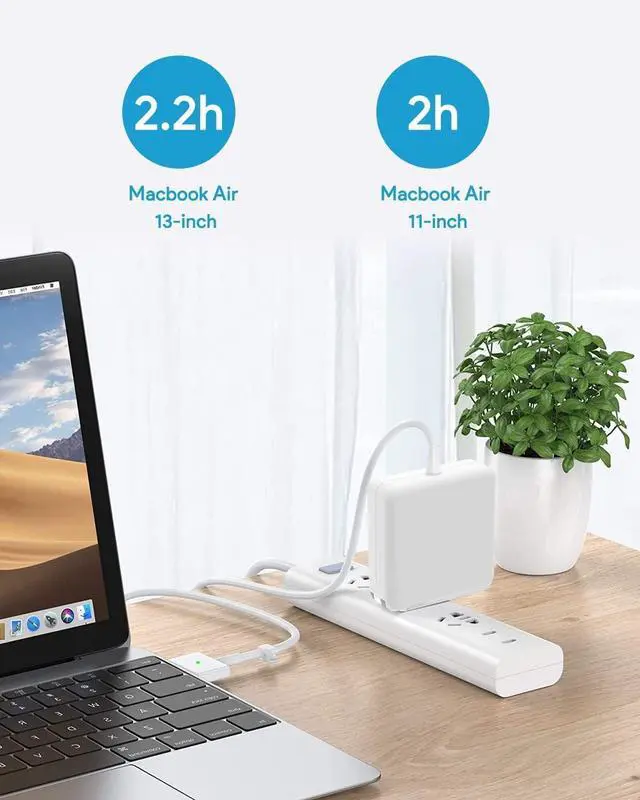 Alt view image 6 of 6 - Mac Book Air Charger, 45W Magnetic Mag2 T-Tip Laptop Charger Suitable for Mac Book Air 11 inch and 13 inch After Mid 2012(Applicable to 2012-2017)