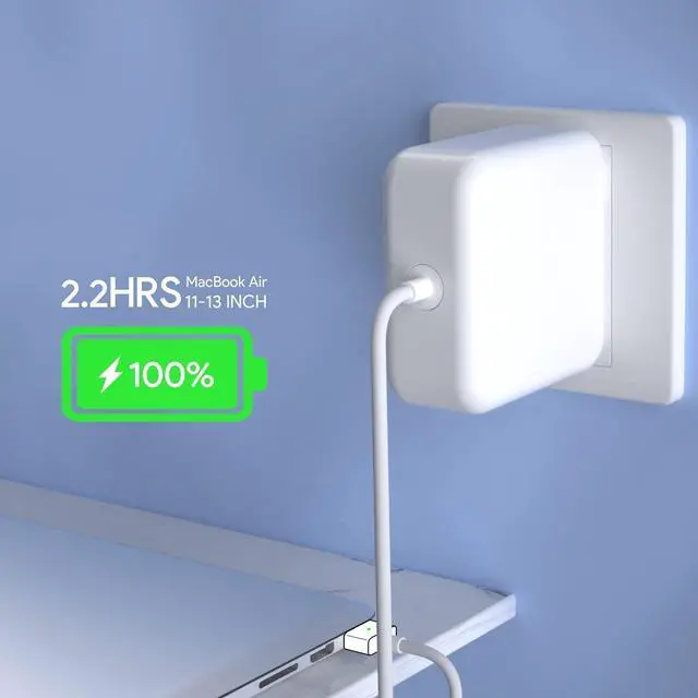 Alt view image 2 of 6 - Mac Book Air Charger, 45W Magnetic Mag2 T-Tip Laptop Charger Suitable for Mac Book Air 11 inch and 13 inch After Mid 2012(Applicable to 2012-2017)