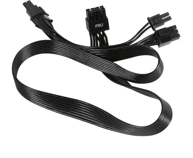 Alt view image 5 of 7 - PCIE Cable for Corsair, 65CM 8 Pin to Dual 6+2 Pin PCIE Power Cable for Thermaltake, Male to Male GPU Cable for ARESGAME Modular Power Supply (65cm+15cm)