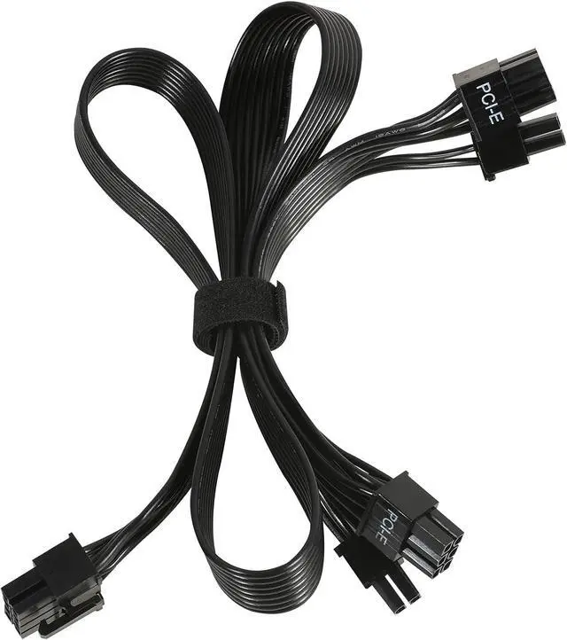 Alt view image 6 of 7 - PCIE Cable for Corsair, 65CM 8 Pin to Dual 6+2 Pin PCIE Power Cable for Thermaltake, Male to Male GPU Cable for ARESGAME Modular Power Supply (65cm+15cm)