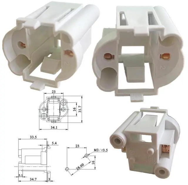 Alt view image 6 of 6 - 4-PCS G23 GX23 Lamp Holder 2 Pin H Tube Energy-Saving LED Horizontal Plug in Lamp Socket G23 Two Needle Plug Light Base