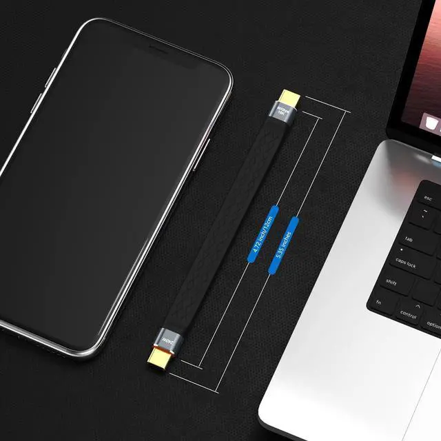 Alt view image 5 of 7 - Thunderbolt 5 80Gbps 2pcs/Lot USB 4 Extension 12CM Flat Short Data Transmissions Cable Male to Male 240W Quick Charge 16K Video Connection Compatible with MacBook