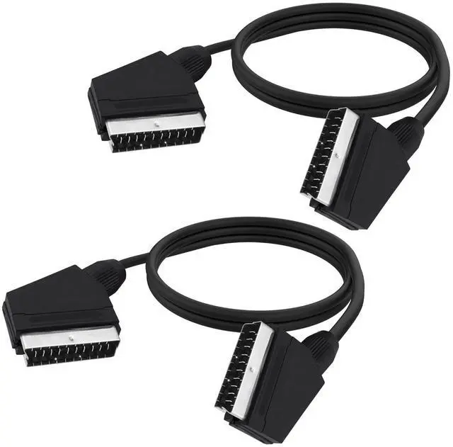 Main image of SCART to SCART Cable Lead Adapter Fully Wired 21 Pin Male to Male Nickel Plated Audio Video Connector Adapter Extension Cable for TV VCR DVD -1.5M/4.92FT -2pcs