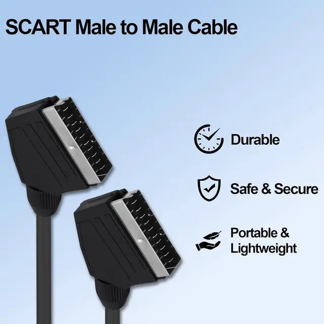 Alt view image 3 of 7 - SCART to SCART Cable Lead Adapter Fully Wired 21 Pin Male to Male Nickel Plated Audio Video Connector Adapter Extension Cable for TV VCR DVD -1.5M/4.92FT -2pcs
