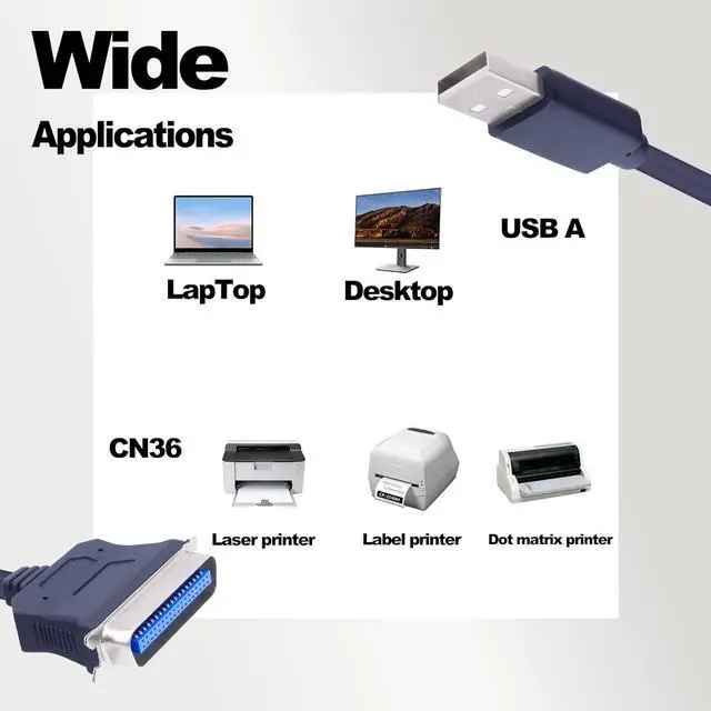 Alt view image 6 of 7 - USB to CN36 Parallel Port Printer Cable USB 2.0 to Centronics 36 Pin Parallel IEEE 1284 Printer Adapter Cable Converter Cord-1.2M/3.9FT