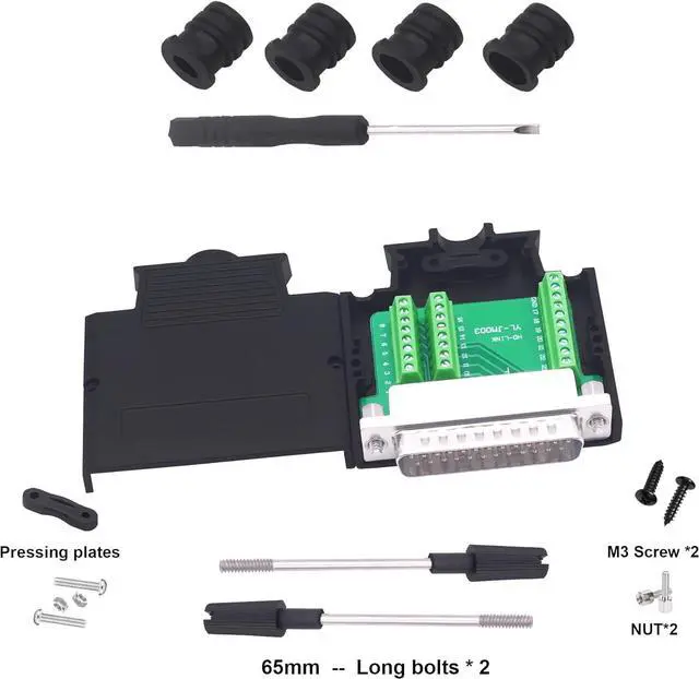 Alt view image 2 of 7 - DB25 Male Solderless Connector Breakout Board RS232 D-SUB 25 Pin Serial Adapter Terminal Block with Case (Male)
