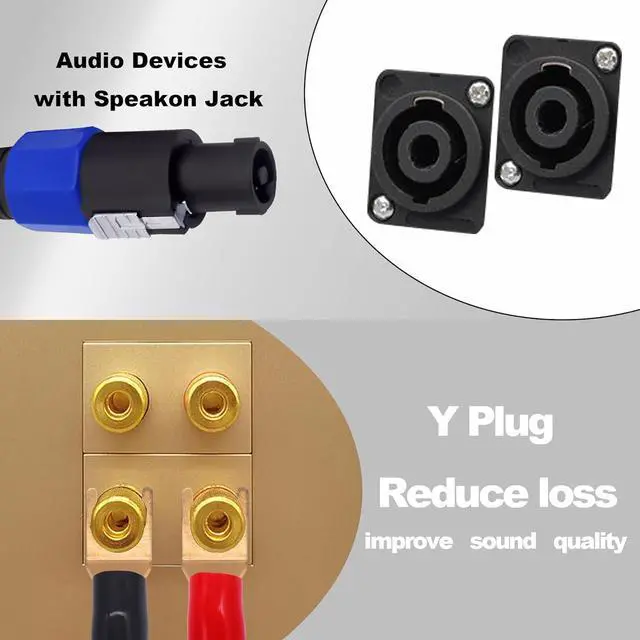 Alt view image 4 of 7 - Y Spade Plug to Speakon Speaker Cable Wire Cord, Male Speakon to 2Y Spade Plug Connector Adapter Audiophile OFC HiFi Speaker Audio Cord for Amplifier Subwoofer Audio System -6.6FT/2M